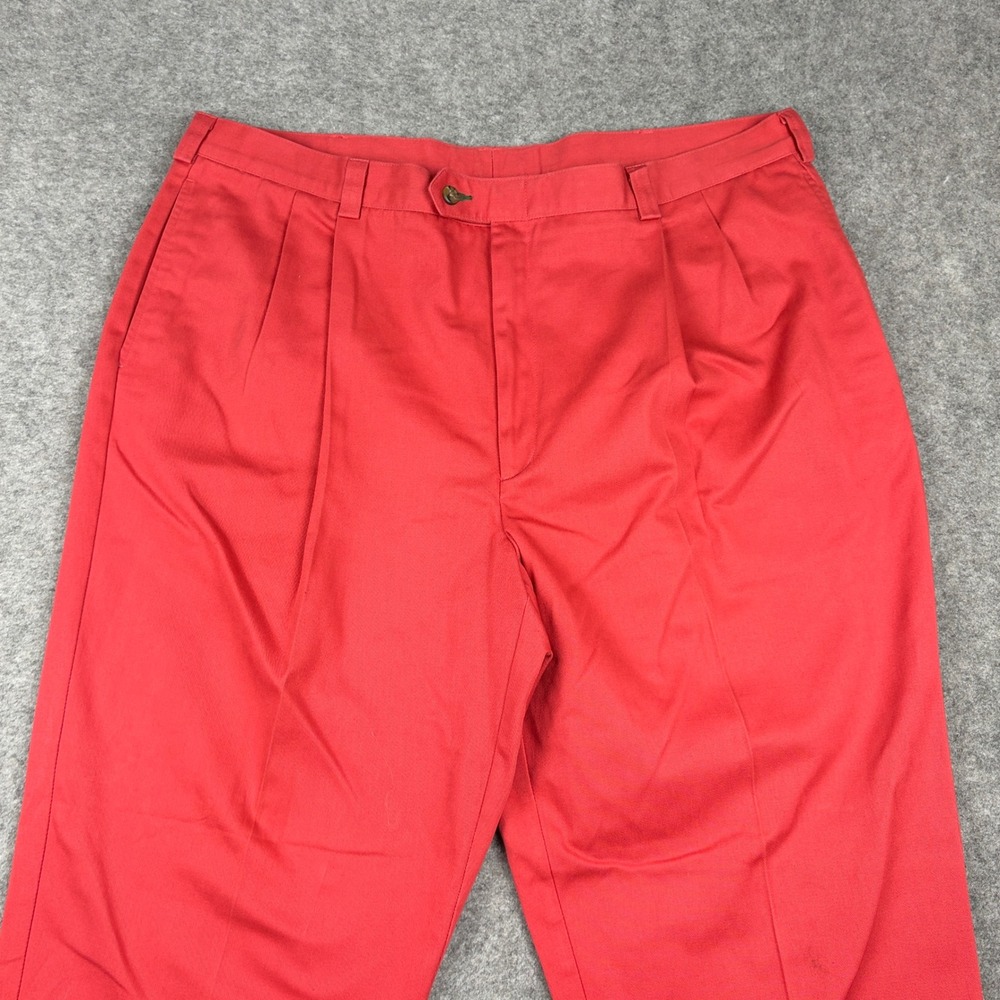 Tommy Hilfiger Chino Pants Mens 42x32 Red Pleated Front Classic Preppy Cotton